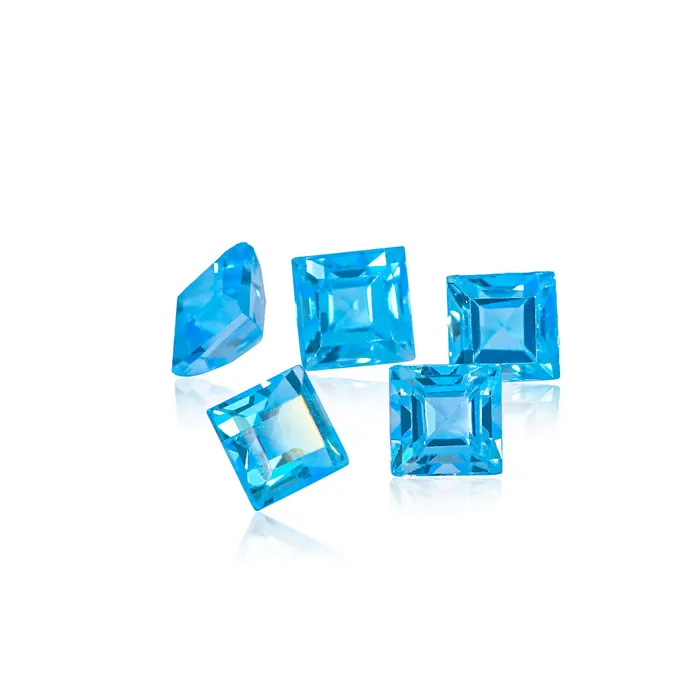 3MM Square Cut Swiss Blue Topaz - Stock Unlimited