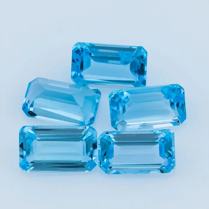 5X3MM Lot 75 PCS Octagon Cut Swiss Blue Topaz 27 CT. - Stock Unlimited