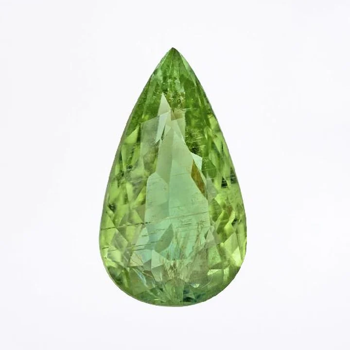 4.64 ct apple green Paraiba tourmaline pear, as shown on its GIA report