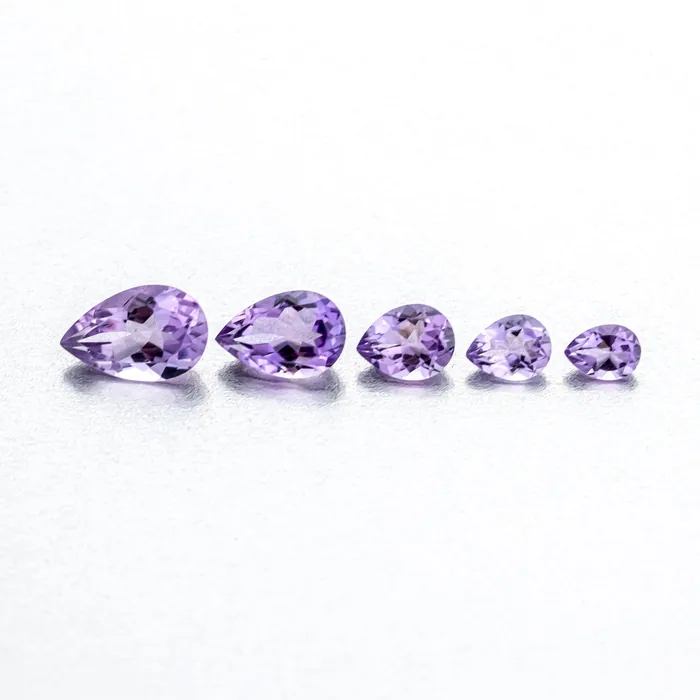 Natural Brazilian Amethyst 9.63 CT. Pears Lot From 7x5mm to 14x9mm